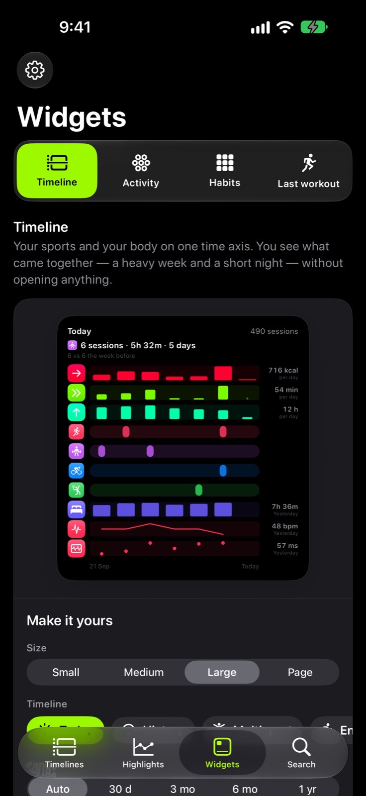 Timeline — Your lanes side by side, ending today.